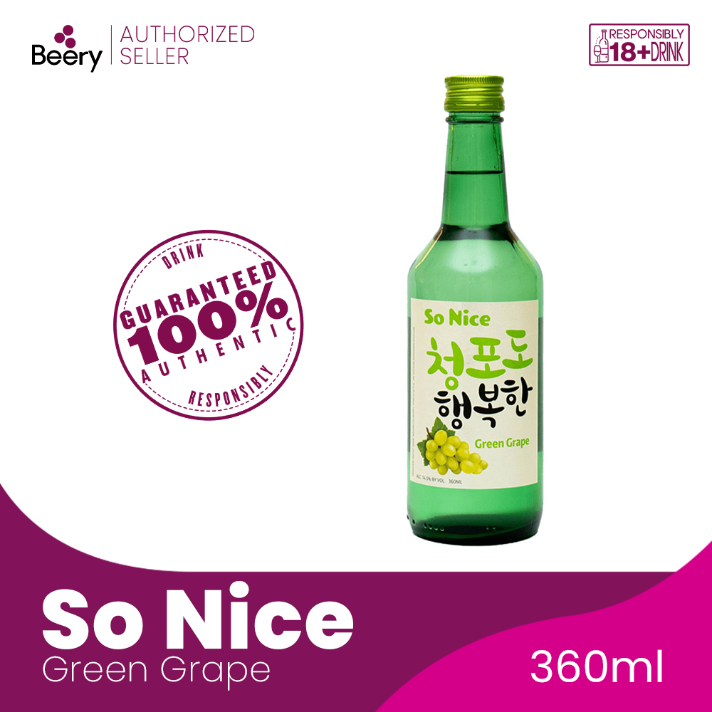 So Nice Green Grape Korean Soju 360ml Bottle (Crowd Favorite) | Beery.ph